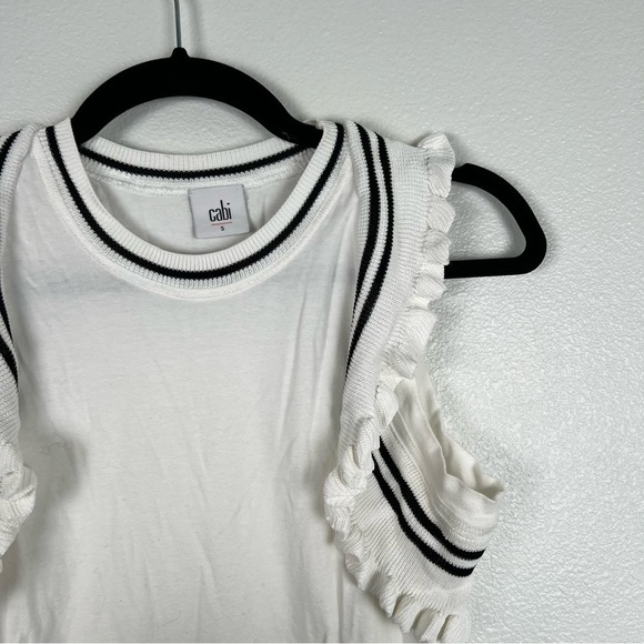 CABI‎ #5199 Topspin Knit Ruffle Top White Sz S - Picture 6 of 8